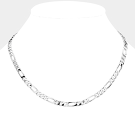 Silver Plated 18 Inch 6mm Figaro Metal Chain Necklace