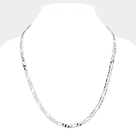 Silver Plated 24 Inch 6mm Figaro Metal Chain Necklace