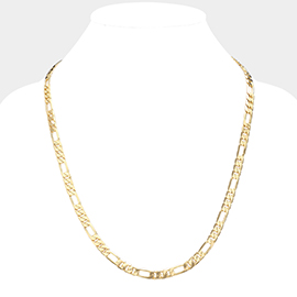 Gold Plated 24 Inch 7mm Figaro Metal Chain Necklace