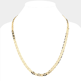 Gold Plated 24 Inch 7mm Mariner Metal Chain Necklace