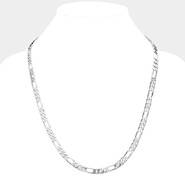 Silver Plated 24 Inch 7mm Figaro Metal Chain Necklace