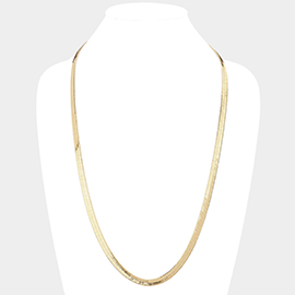 Gold Plated 30 Inch 7mm Herringbone Metal Chain Necklace