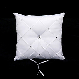 Round Stone Embellished Wedding Bride Ring Pillow