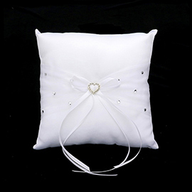 Heart Accented Wedding Bride Ring Pillow