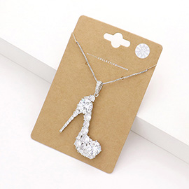 CZ Stiletto Heel Pendant Necklace