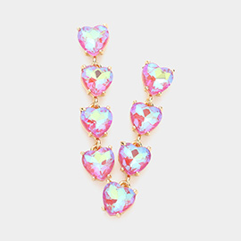 Heart Stone Link Dangle Evening Earrings