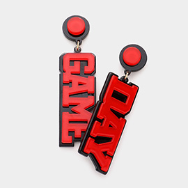 Game Day Georgia College School Color Resin Message Dangle Earrings