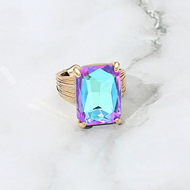 Emerald Cut Stone Adjustable Ring