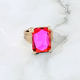 Emerald Cut Stone Adjustable Ring