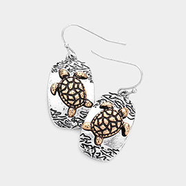 Metal Turtle Accented Dangle Earrings