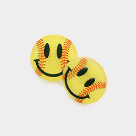 Smile Pointed Resin Softball Stud Earrings