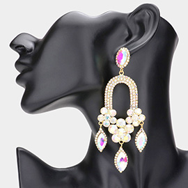 Triple Marquise Stone Accented Dangle Evening Earrings