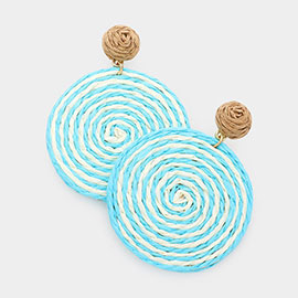 Swirl Raffia Round Dangle Earrings