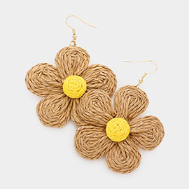 Raffia Flower Dangle Earrings
