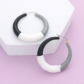 Raffia Wrapped Hoop Pin Catch Earrings