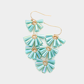 Trapezoid Bead Wrapped Link Dangle Earrings
