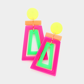 Geometric Open Trapezoid Link Dangle Earrings