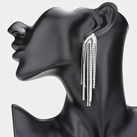 Dropped Rhinestone Metal Chain Dangle Earrings