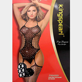 Bling Stone Embellished Fishnet Bodystocking