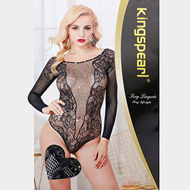 Bling Stone Embellished Fishnet Bodystocking