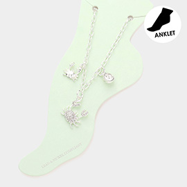 Rhinestone Embellished Crab Charm Anklet