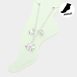 Rhinestone Embellished Fish Charm Anklet