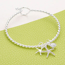Rhinestone Embellished Starfish Charm Hook Bracelet