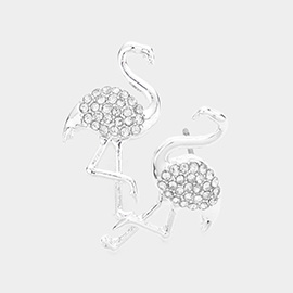 Rhinestone Embellished Flamingo Stud Earrings