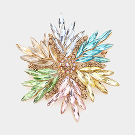Marquise Stone Cluster Flower Pin Brooch