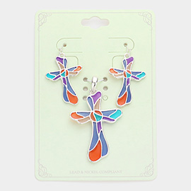 Colorful Cross Pendant Set