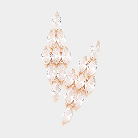 CZ Marquise Cluster Dangle Evening Earrings