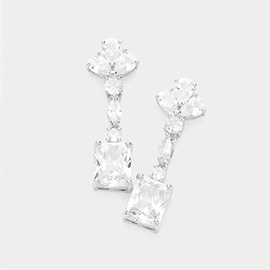 CZ Multi Stone Link Dangle Evening Earrings