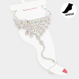 Rhinestone Net Toe Ring Evening Anklet