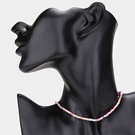Metal Cube Pointed Faceted Beaded Choker Necklace