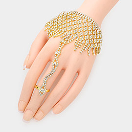 Rhinestone Pave Hand Chain Evening Bracelet