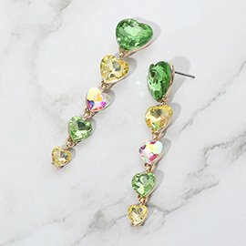 Heart Stone Link Dangle Evening Earrings