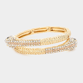 Rhinestone Embellished Snake Bracelet