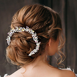 Round Stone Embellished Leaf Cluster Bun Wrap Headpiece