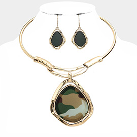 Camouflage Pattern Abstract Pendant Necklace
