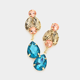 Multi Stone Link Dangle Evening Earrings