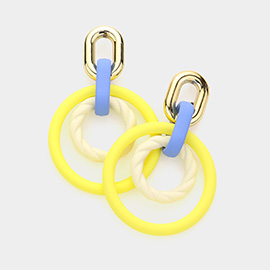 Open Oval Circle Link Dangle Earrings