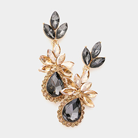 Marquise Stone Cluster Teardrop Accented Dangle Evening Earrings