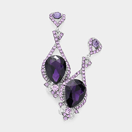 Crystal rhinestone teardrop evening earrings