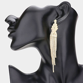 Rhinestone Fringe Dangle Evening Earrings