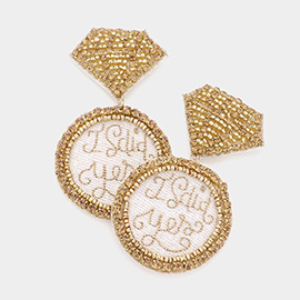 I Said Yes Message Felt Back Beaded Wedding Ring Dangle Earrings