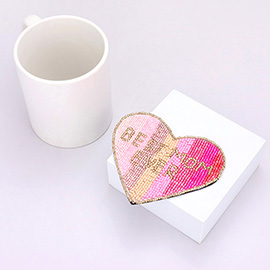 Best Mom Ever Message Colorful Seed Beaded Heart Coaster