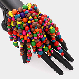 Colorful Wood Ball Cluster Stretch Bracelet