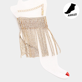 Rhinestone Fringe Evening Anklet