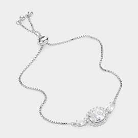 Triple CZ Oval Charm Pull Tie Cinch Evening Bracelet