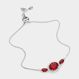 Triple CZ Oval Charm Pull Tie Cinch Evening Bracelet